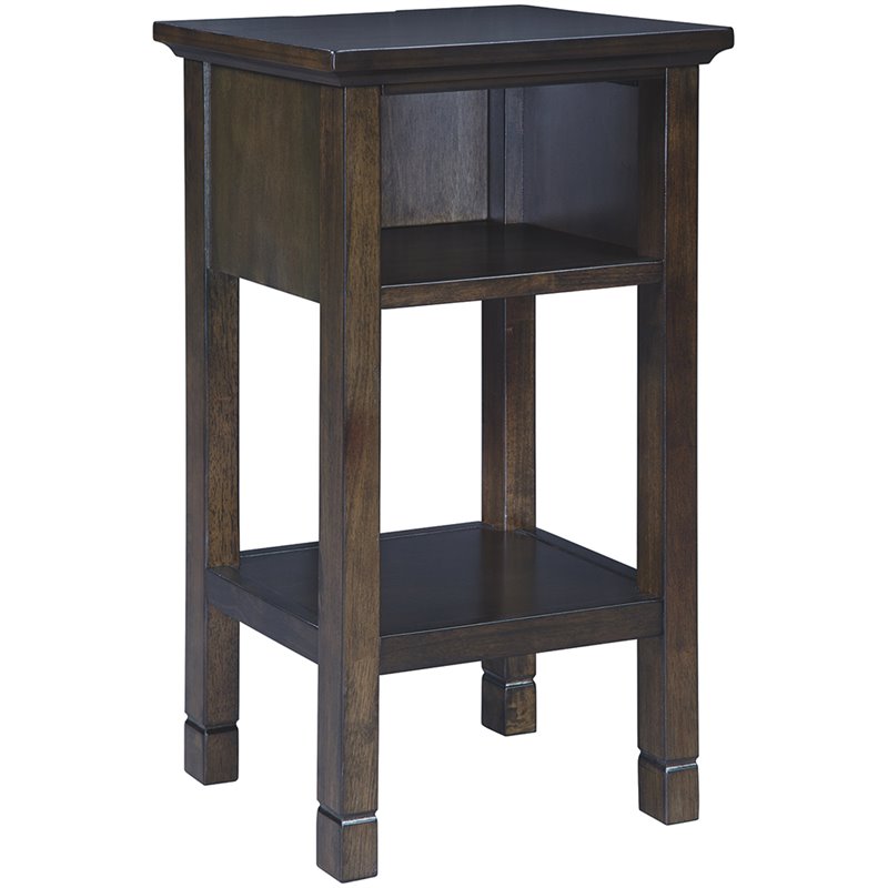Ashley Marnville Storage End Table with USB Ports in Dark Brown Cymax