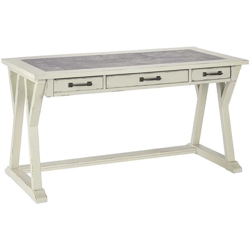 Ashley Furniture Jonileene Faux Cement Top Writing Desk In White