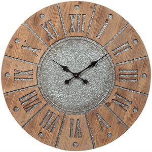 ashley payson wall clock in antique gray and natural