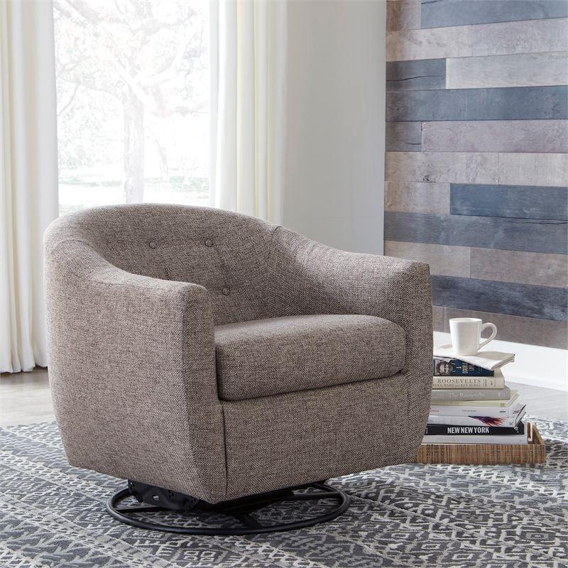 Signature Design by Ashley Upshur Tufted Swivel Glider in Taupe