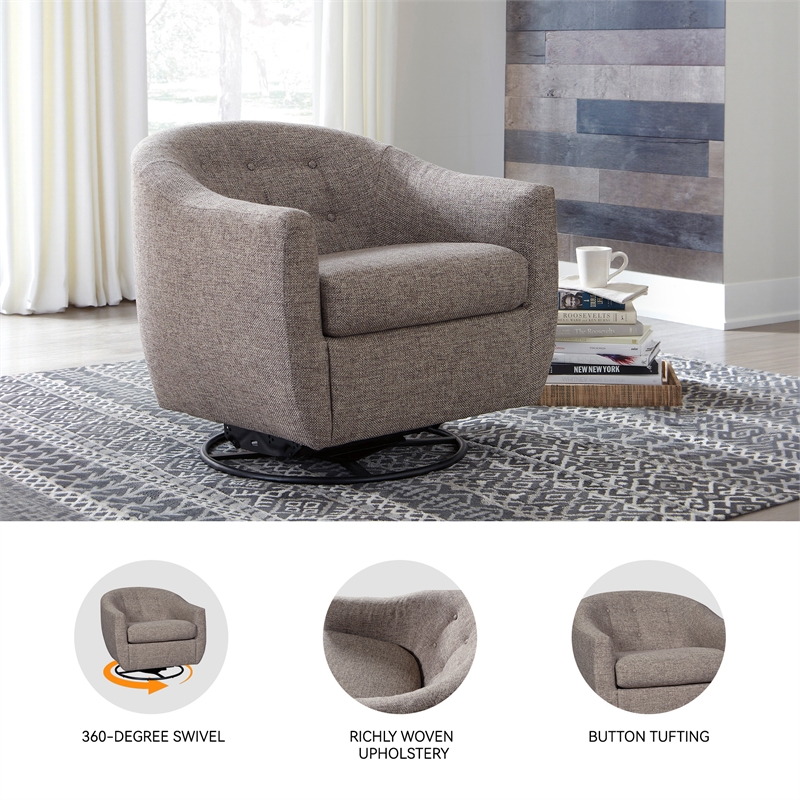 Signature Design by Ashley Upshur Tufted Swivel Glider in Taupe