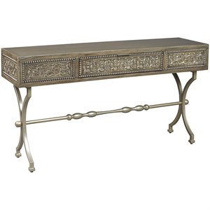 ashley quinnland accent console table in antique gray and champagne