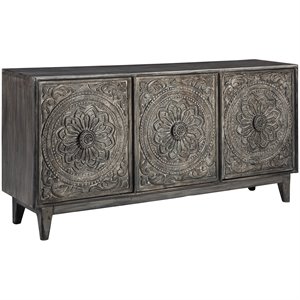 ashley fair ridge accent console table in dark brown and antique gray