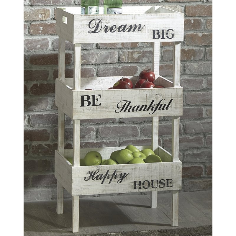 Signature Design by Ashley Yulton Storage Rack in Antique White