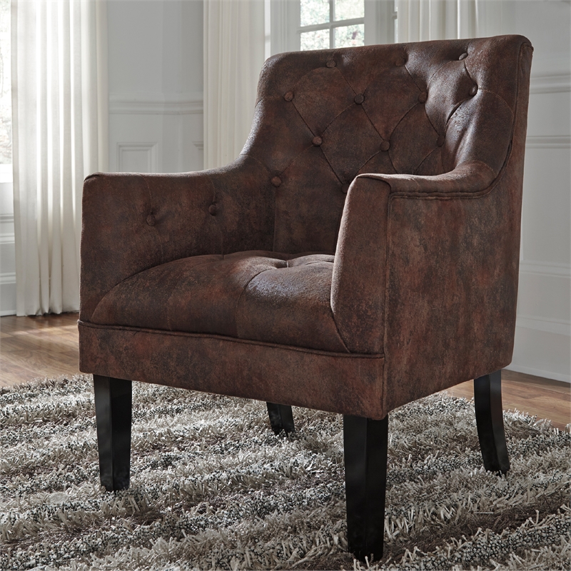Signature Design by Ashley Drakelle Tufted Accent Chair in Mahogany