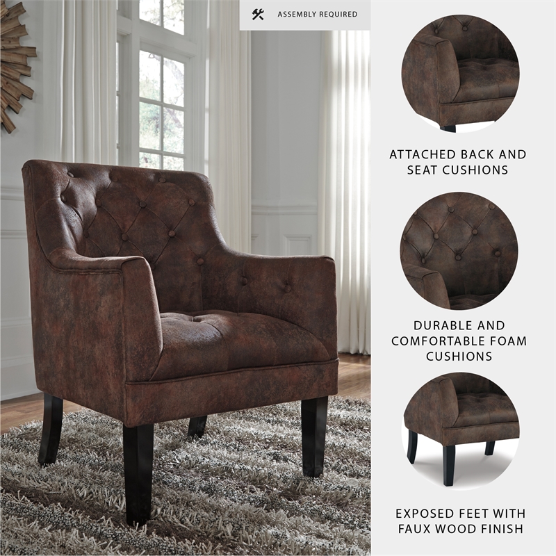 Signature Design by Ashley Drakelle Tufted Accent Chair in Mahogany