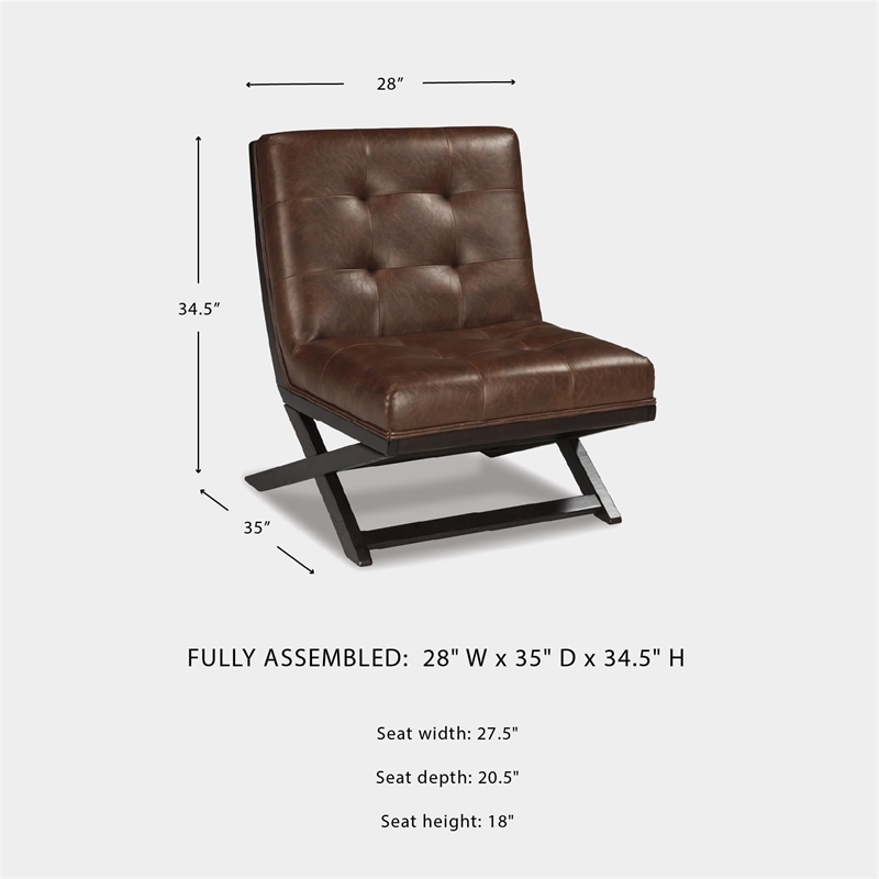 Signature Design by Ashley Sidewinder Faux Leather Tufted Accent Chair in Brown