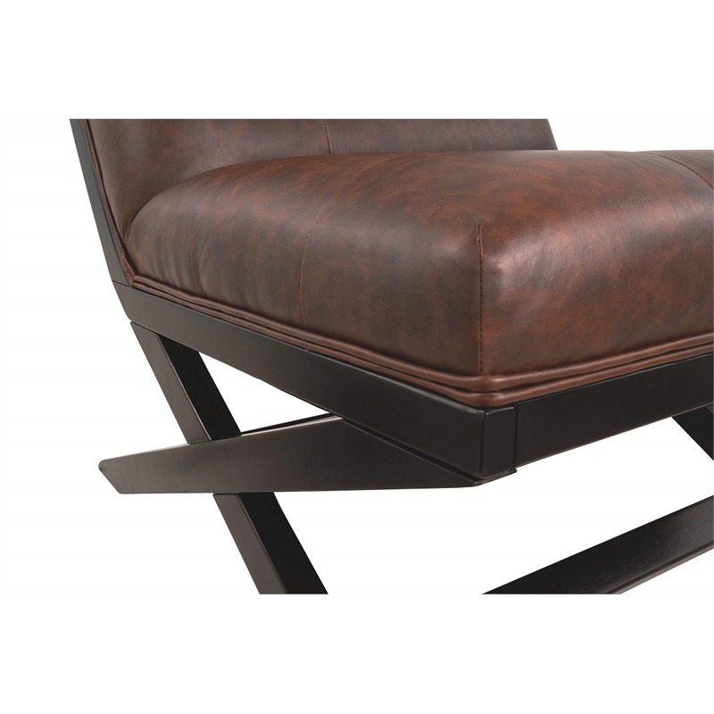 Signature Design by Ashley Sidewinder Faux Leather Tufted Accent Chair in Brown