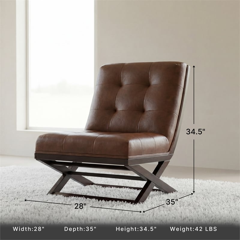 Signature Design by Ashley Sidewinder Faux Leather Tufted Accent Chair in Brown