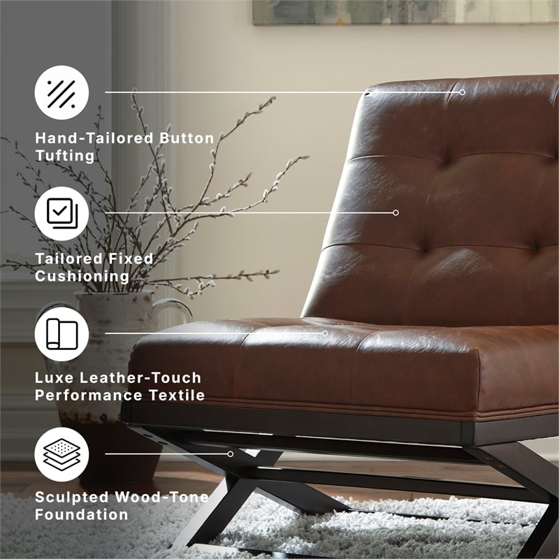 Signature Design by Ashley Sidewinder Faux Leather Tufted Accent Chair in Brown