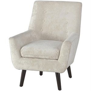 ashley zossen velvet tufted accent chair in ivory