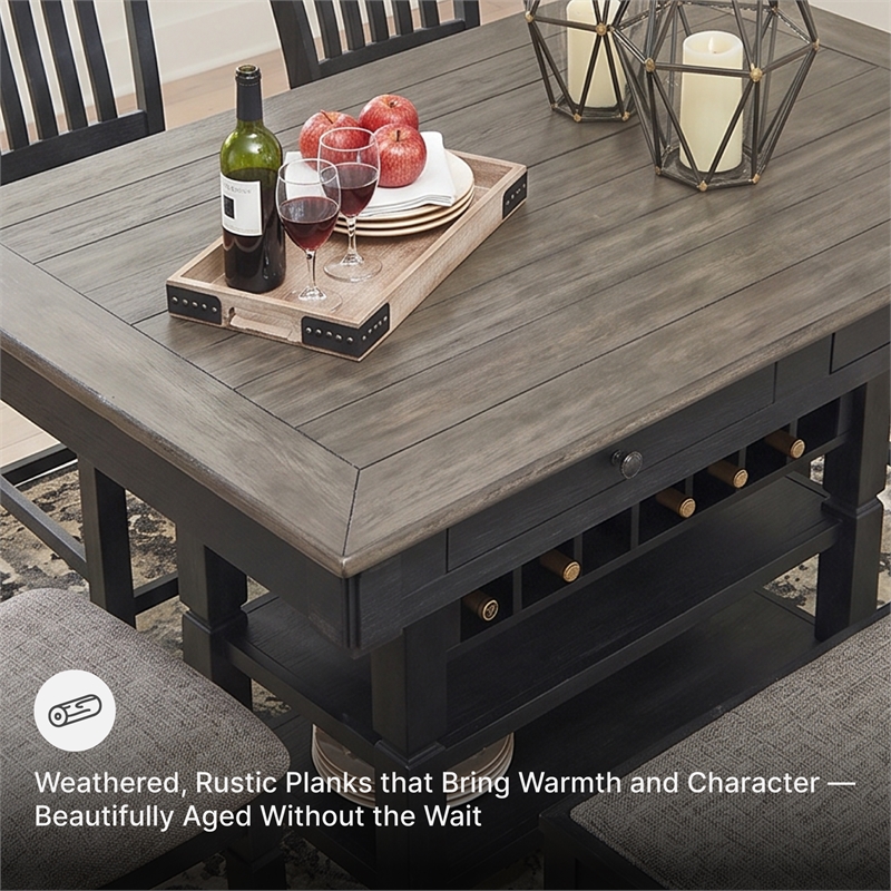 Ashley Furniture Tyler Creek Wine Rack Counter Height Dining Table in Black