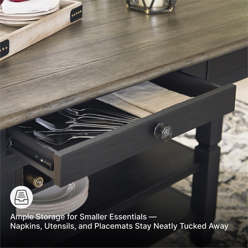 Ashley Furniture Tyler Creek Wine Rack Counter Height Dining Table in Black