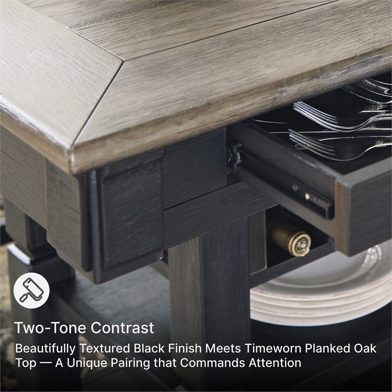 Ashley Furniture Tyler Creek Wine Rack Counter Height Dining Table in Black