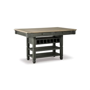 Ashley Furniture Tyler Creek Wine Rack Counter Height Dining Table in Black