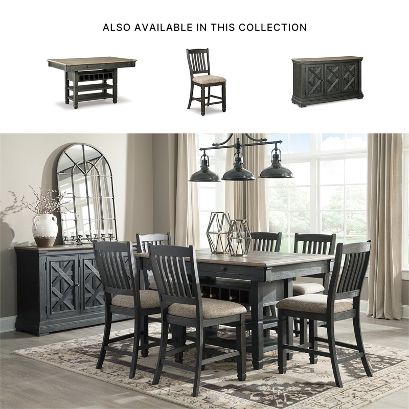 Ashley Furniture Tyler Creek Wine Rack Counter Height Dining Table in Black