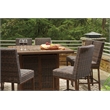 Ashley Furniture Paradise Trail Patio Fire Pit Pub Table in Brown