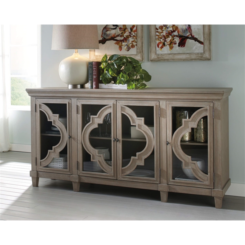 Signature Design by Ashley Fossil Ridge Accent Console Table in Gray