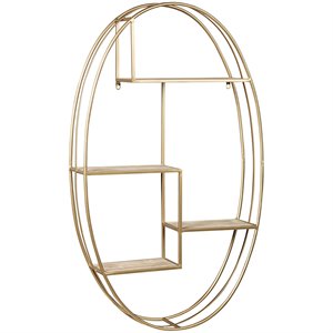 ashley elettra wall shelf in natural and gold