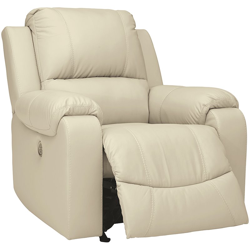 Ashley Furniture Rackingburg Leather Power Rocker Recliner in Cream