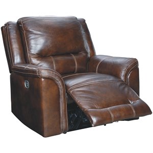 ashley furniture catanzaro leather power recliner in mahogany
