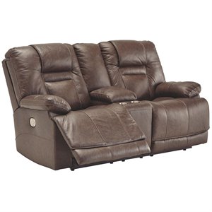 ashley wurstrow leather power reclining loveseat