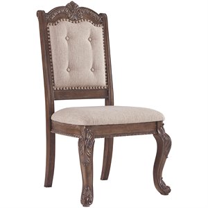 ashley furniture charmond tufted dining side chair in dark brown