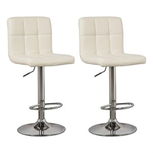 Ashley Furniture Bellatier Faux Leather Tufted Adjustable Bar Stool in Bone