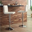 Ashley Furniture Bellatier Faux Leather Tufted Adjustable Bar Stool in Bone