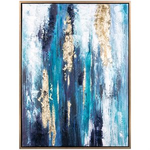 ashley dinorah wrapped canvas wall print in teal blue and gold
