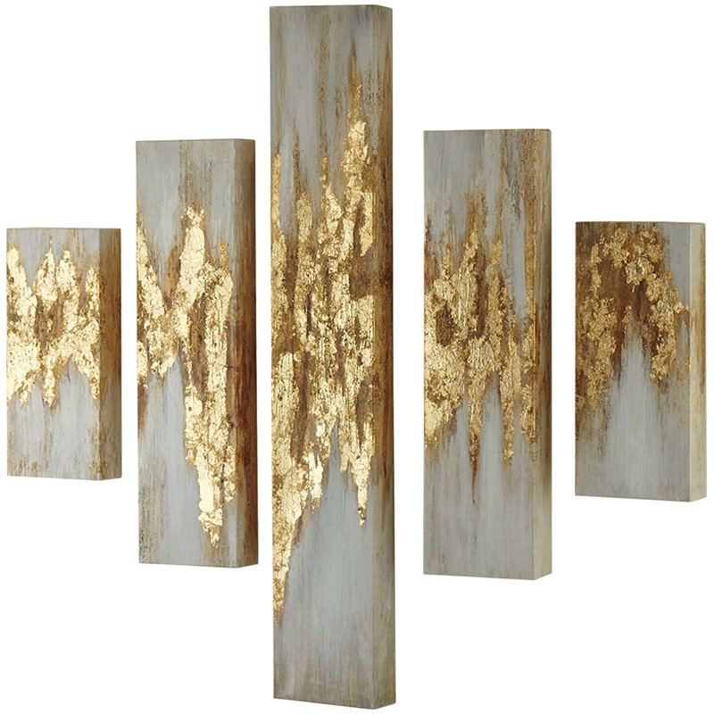 Ashley Devlan 5 Piece Wrapped Canvas Wall Painting Set in Gold