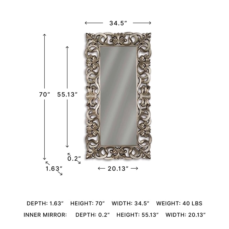 Ashley Lucia Decorative Mirror in Antique Silver