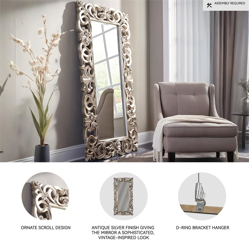 Ashley Lucia Decorative Mirror in Antique Silver