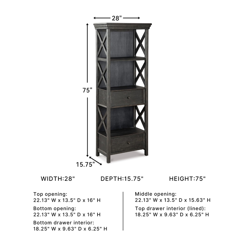 Signature Design by Ashley Tyler Creek 3 Shelf Bookcase in Black and Gray