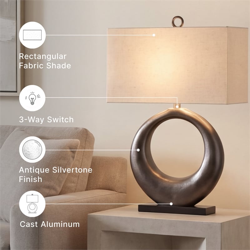 Ashley Furniture Saria Aluminum Table Lamp in Antique Silver