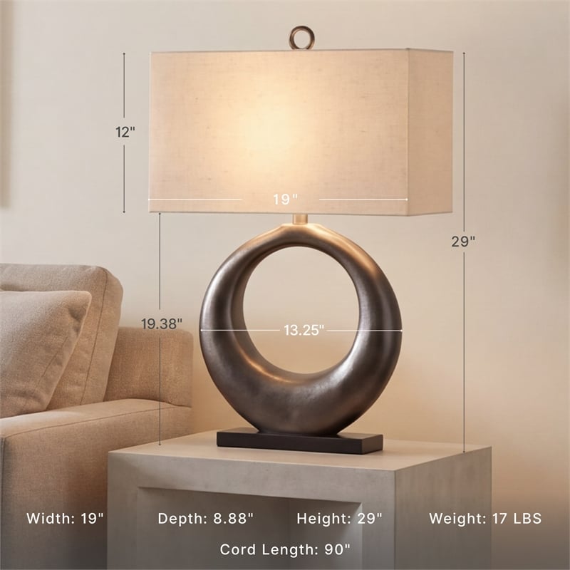Ashley Furniture Saria Aluminum Table Lamp in Antique Silver
