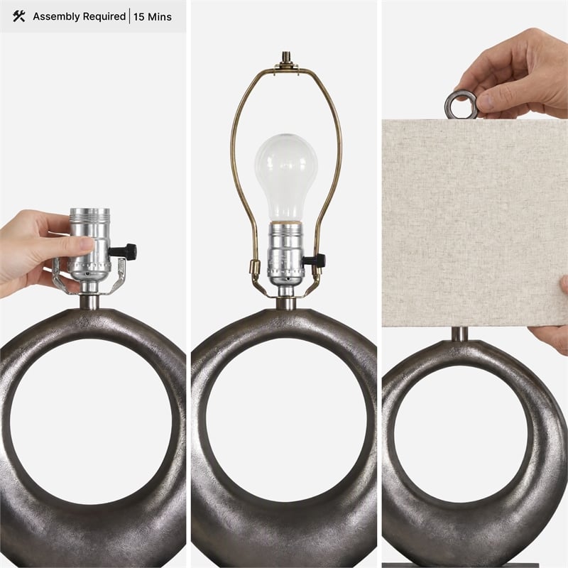 Ashley Furniture Saria Aluminum Table Lamp in Antique Silver