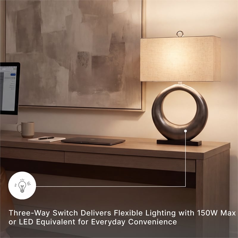 Ashley Furniture Saria Aluminum Table Lamp in Antique Silver