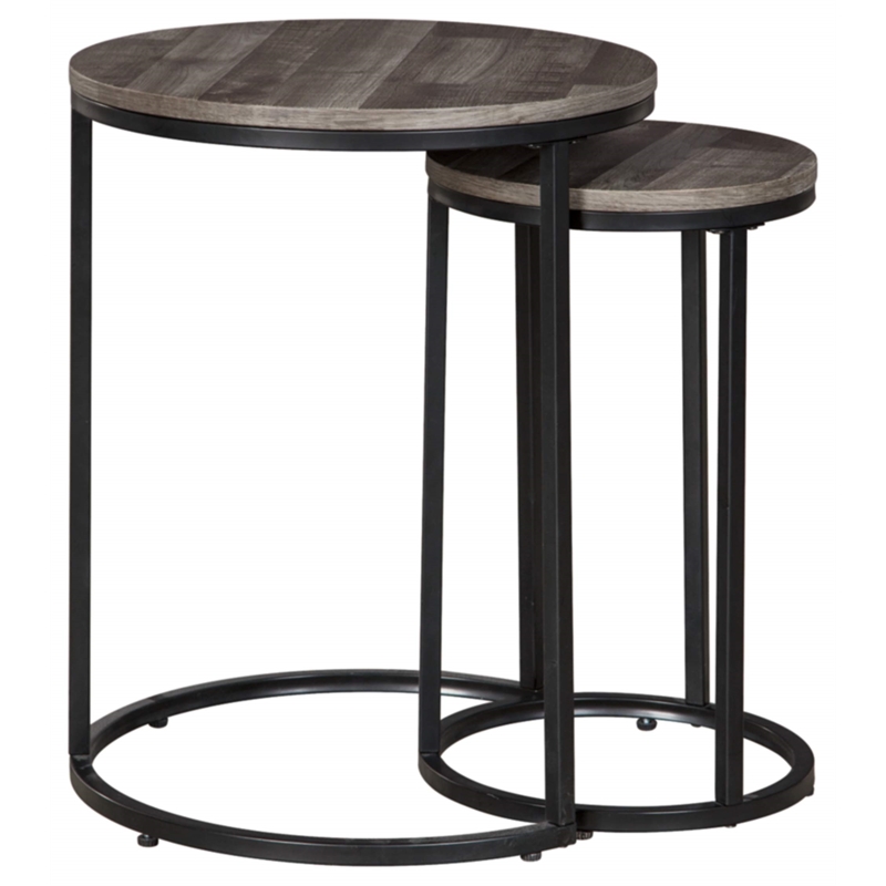 Ashley Briarsboro 2 Piece Nesting End Table Set in Gray and Black