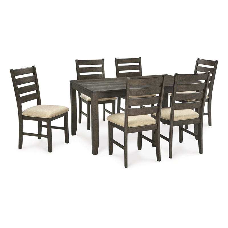 Ashley Furniture Rokane 7 Piece Dining Table Set in Brown