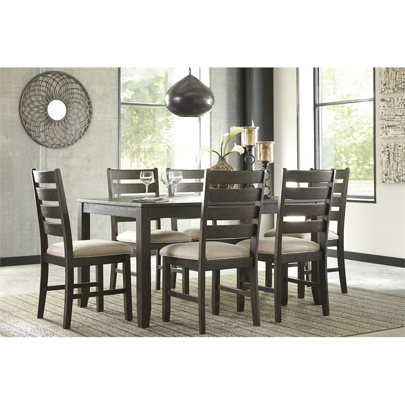 Ashley Furniture Rokane 7 Piece Dining Table Set in Brown