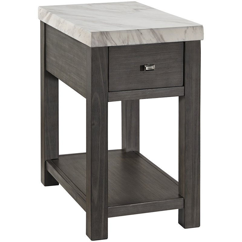 Ashley Furniture Vineburg 1 Drawer Faux Marble Top End Table In