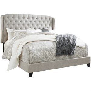 ashley jerary tufted wingback panel bed in gray