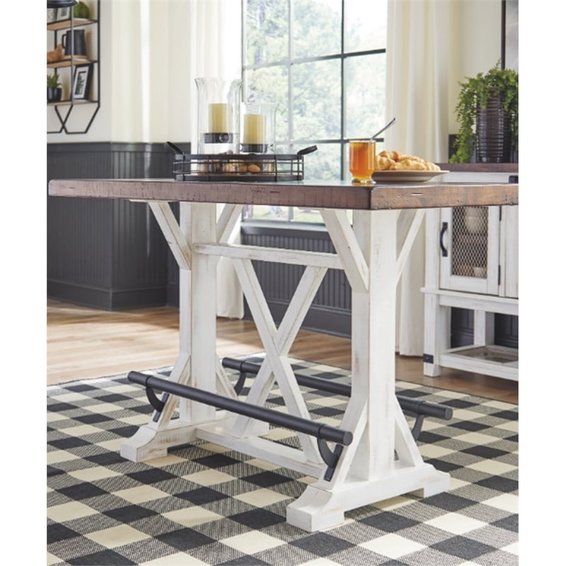 Ashley Furniture Valebeck Wood Counter Height Dining Table in White and