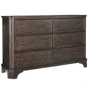 ashley furniture adinton 6 drawer double dresser in reddish light brown