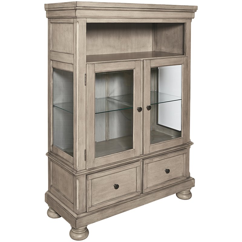 Ashley Furniture Lettner 2 Drawer Curio Cabinet In Gray D733 86