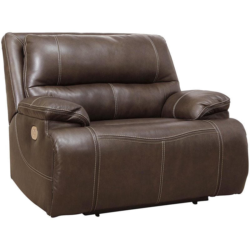 Ashley Furniture Ricmen Leather Power Recliner in Walnut Cymax Business