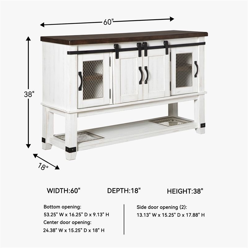 Signature Design by Ashley Valebeck 4 Door Server in White and Brown