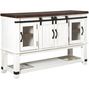 ashley furniture valebeck 4 door server in white and brown