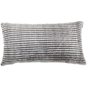 ashley metea faux fur throw pillow in black and gray